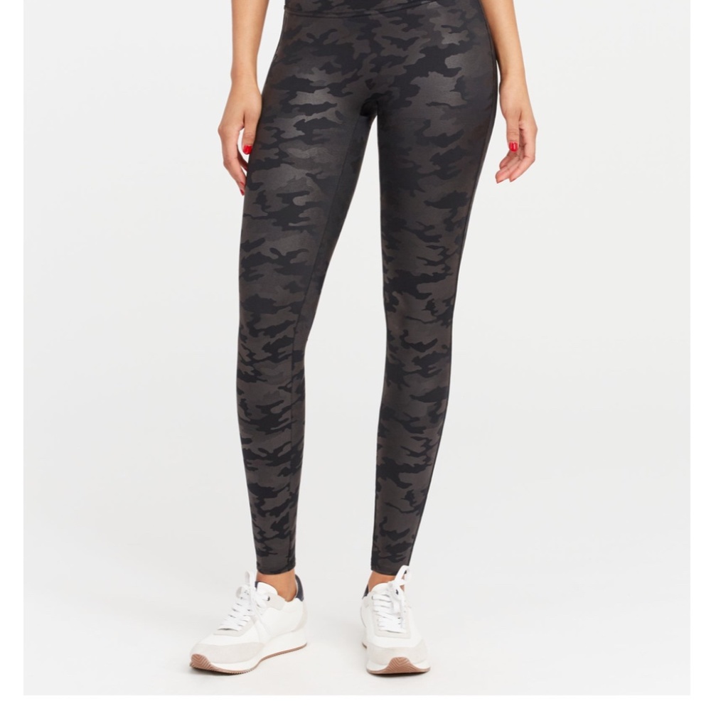 Spanx Faux Leather Camo Leggings, new with tags